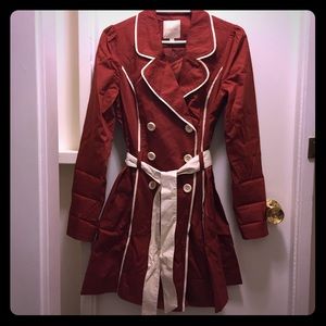 ModCloth Trench Coat In Paprika with Cream Sash